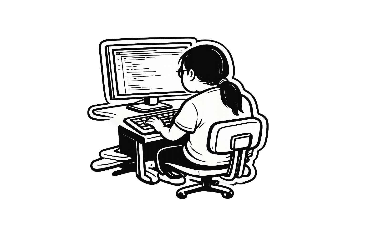 Illustration of someone working at a computer